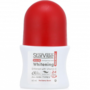 STARVILLE WHITENING ROLL ON ANTIPERSPIRANT REDBERRY WITH VITAMIN E FOR ALL SKIN TYPES 24 HOURS 60 ML